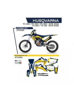 Kit grafic UFO HUSQVARNA TC 125/250 '19-'22; FC 250/350/450 '19-'22 STOKES culoare Albastru