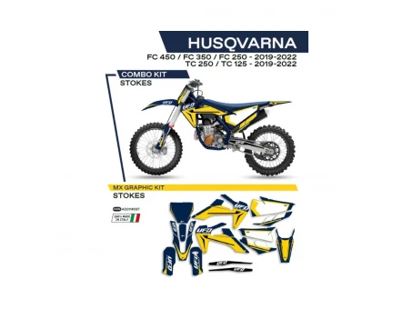 Kit grafic UFO HUSQVARNA TC 125/250 19-22; FC 250/350/450 19-22 STOKES culoare Albastru | AD011087