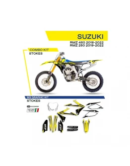 Kit grafic UFO SUZUKI RMZ 250 '19-'22; RMZ 450 '18-'22 STOKES culoare OEM (Galben/ Alb/Negru)