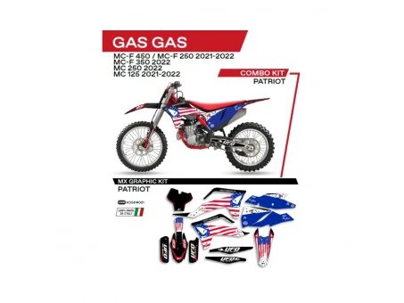 Kit grafic UFO GAS GAS MC 125 21-22; MC 250 22; MCF 250/350/450 21-22 PATRIOT culoare Negru | AD041001