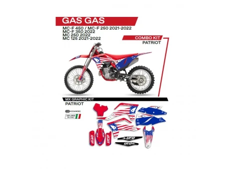Kit grafic UFO GAS GAS MC 125 21-22; MC 250 22; MCF 250/350/450 21-22 PATRIOT culoare Rosu | AD041062