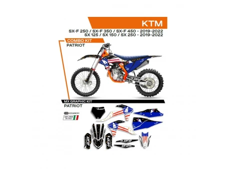 Kit grafic UFO KTM SX/SXF 125/150/250/350/450 19-22 PATRIOT culoare Negru | AD045001