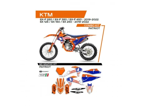 Kit grafic UFO KTM SX/SXF 125/150/250/350/450 19-22 PATRIOT culoare Portocaliu | AD045127