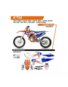 Kit grafic UFO KTM SX/SXF 125/150/250/350/450 '19-'22 PATRIOT culoare OEM (Alb/Albastru)