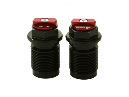 Set Capace inferioare amortizor față Accel Plug cu reglaj pentru Honda, Yamaha, Kawasaki, Suzuki - Rosu | AFBC01RD