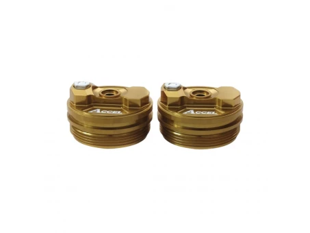 Set capace superioare amortizor față Accel cu reglaj pentru Honda, Kawasaki, Suzuki - Auriu | AFTC02G