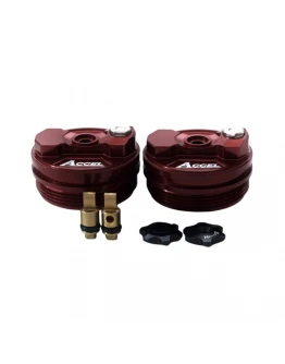 Set capace superioare amortizor față Accel cu reglaj pentru Honda, Kawasaki, Suzuki - Rosu