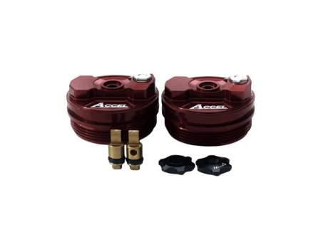 Set capace superioare amortizor față Accel cu reglaj pentru Honda, Kawasaki, Suzuki - Rosu | AFTC02RD