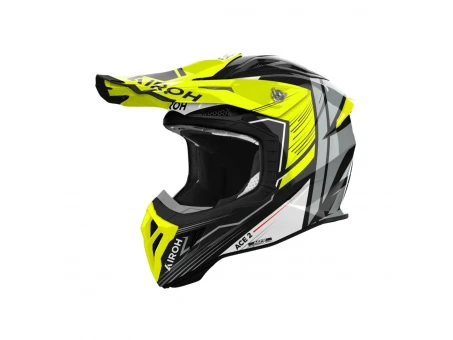 Casca cross/enduro/atv/quad Airoh Aviator Ace II Engine - Negru/Gri/Galben fluo
