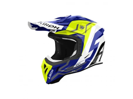 Casca cross/enduro/atv/quad Airoh Aviator Ace II Ground - Alb/Albastru/Galben fluo