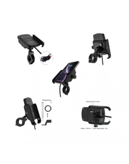 Suport telefon BIKETEC cu incarcator Wireless R9W-METAL