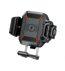 Suport telefon motocicletă Biketec anti-vibrații Quick Lock cu încărcare wireless și USB-C R24W-PD Damper
