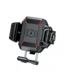 Suport telefon motocicletă Biketec anti-vibrații Quick Lock cu încărcare wireless și USB-C R24W-PD Damper