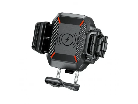 Suport telefon motocicletă Biketec anti-vibrații Quick Lock cu încărcare wireless și USB-C R24W-PD Damper | BT264