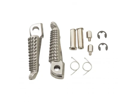 Set scărițe pilot BIKETEC cu prinderi complete Kawasaki - Argintiu | BTFR047