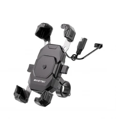 Suport Telefon Moto Dual Charge cu Încărcare Wireless și USB QC BIKETEC PRO BTK09