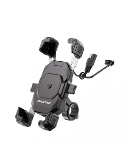 Suport Telefon Moto Dual Charge cu Încărcare Wireless și USB QC BIKETEC PRO BTK09