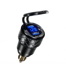 Priză Moto DIN 2x USB-A 3.0 cu Voltmetru BIKETEC PRO - compatibilă BMW/Triumph