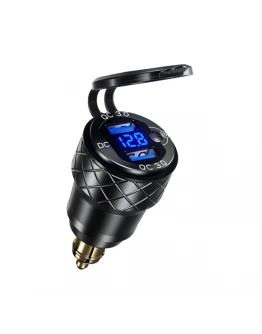 Priză Moto DIN 2x USB-A 3.0 cu Voltmetru BIKETEC PRO - compatibilă BMW/Triumph