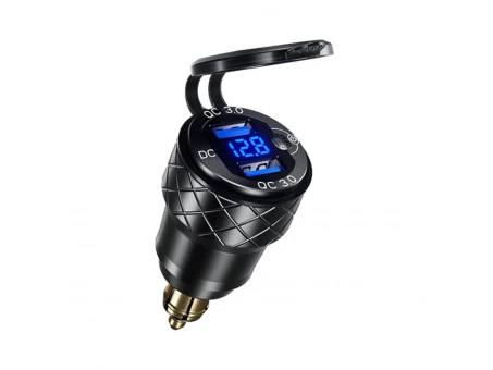 Priză Moto DIN 2x USB-A 3.0 cu Voltmetru BIKETEC PRO - compatibilă BMW/Triumph | BTK12