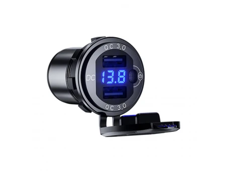 Priză Moto 2x USB-A 3.0 QC cu Voltmetru BIKETEC PRO | BTK14