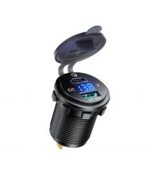 Priză Moto USB 3.0 QC USB-C / USB-A cu Voltmetru BIKETEC PRO BTK16