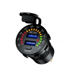 Priză Moto 2x USB 3.0 QC cu Voltmetru BIKETEC PRO BTK18