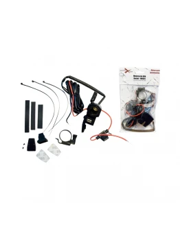 Priză brichetă pentru motocicletă BIKETEC cu port USB și siguranță