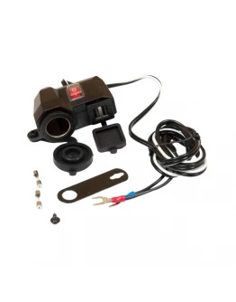 Priză moto BIKETEC cu brichetă și 2 porturi USB