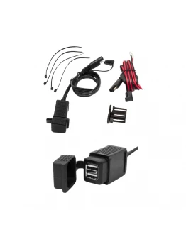 Priză dublă USB pentru motocicletă BIKETEC - montaj pe ghidon