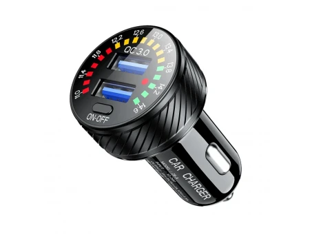 Încărcător BIKETEC Universal Dual USB QC 3.0 36W cu Voltmeter | BTMUS315