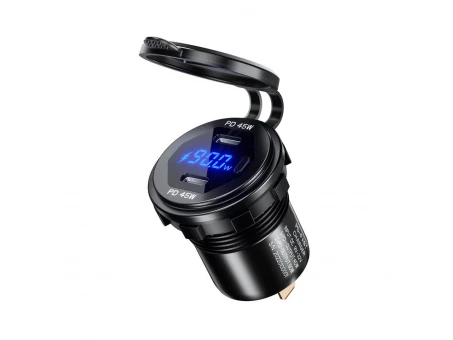 Priză moto dublă USB Type-C cu Power Delivery 90W | BTMUS42PD