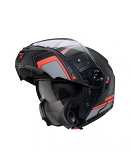 Casca Moto Modulabila Caberg Levo X Elite L7 - Negru/Gri/Rosu fluor mat