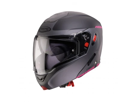 Casca moto modulară (flip-up) Caberg Horus X Ray - Negru/Gri/Roz | C0JE60L9