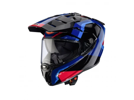 Cască Off-Road/Adventure Caberg Duosport Tanami Scram Cu Vizor și Lentilă - Negru/Rosu/Albastru | C2GA60O4