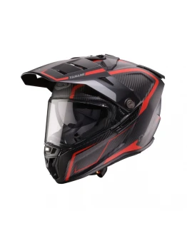 Casca adventure/off-road Caberg Tanami SV Gravity Q8 - Roșu/Gri/Negru carbon
