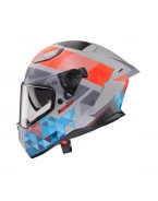 Cască integrală Caberg Drift Evo II Prism, Pinlock Max Vision inclus - Gri/Rosu fluo/Albastru mat | C2RY60R1