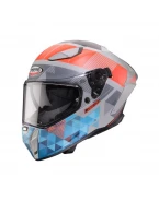 Cască integrală Caberg Drift Evo II Prism, Pinlock Max Vision inclus - Gri/Rosu fluo/Albastru mat | C2RY60R1