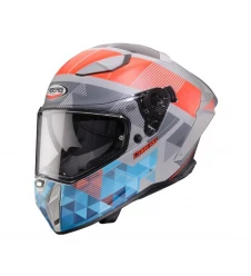 Cască integrală Caberg Drift Evo II Prism, Pinlock Max Vision inclus - Gri/Rosu fluo/Albastru mat