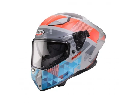 Cască integrală Caberg Drift Evo II Prism, Pinlock Max Vision inclus - Gri/Rosu fluo/Albastru mat | C2RY60R1