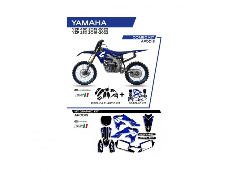 Kit complet plastice UFO YAKIT321001 include Stickere YAMAHA YZF 250 19-22; YZF 450 18-22 culoare Negru | C321AD037001