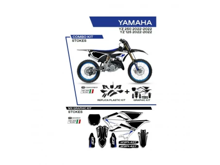 Kit complet plastice UFO YAKIT324001 include Stickere YAMAHA YZ 125/250 22 culoare Negru | C324AD031001