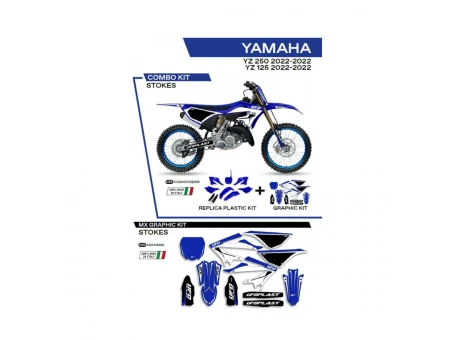Kit complet plastice UFO YAKIT324999 include Stickere YAMAHA YZ 125/250 22 culoare OEM (Albastru/Negru/Alb) | C324AD031999