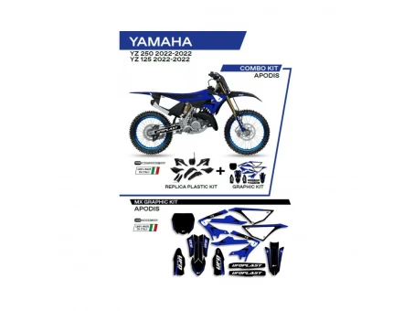 Kit complet plastice UFO YAKIT324001 include Stickere YAMAHA YZ 125/250 22 culoare Negru | C324AD032001