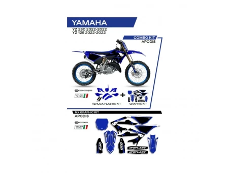 Kit complet plastice UFO YAKIT324999 include Stickere YAMAHA YZ 125/250 22 culoare OEM (Alb/Albastru) | C324AD032999