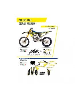 Kit complet plastice UFO SUKIT418001 include Stickere SUZUKI RMZ 250 '19-'22; RMZ 450 '18-'22 STOKES culoare Negru
