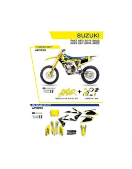 Kit complet plastice UFO SUKIT418102 include Stickere SUZUKI RMZ 250 '19-'22; RMZ 450 '18-'22 APODIS culoare Galben