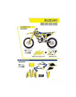 Kit complet plastice UFO SUKIT418102 include Stickere SUZUKI RMZ 250 '19-'22; RMZ 450 '18-'22 AKAISHI culoare Galben