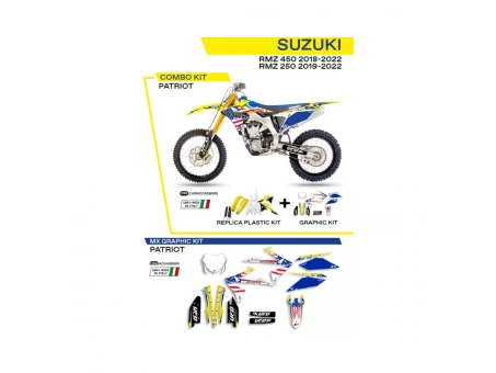 Kit complet plastice UFO SUKIT418999 include Stickere SUZUKI RMZ 250 19-22; RMZ 450 18-22 PATRIOT culoare OEM (Galben/Alb/Negru) | C418AD046999