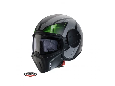 Casca Caberg model Ghost X Vyrus P7 negru/gri/verde fluor mat – fibra de sticla – omologare noua ECE 22.06 | C4FM60P7
